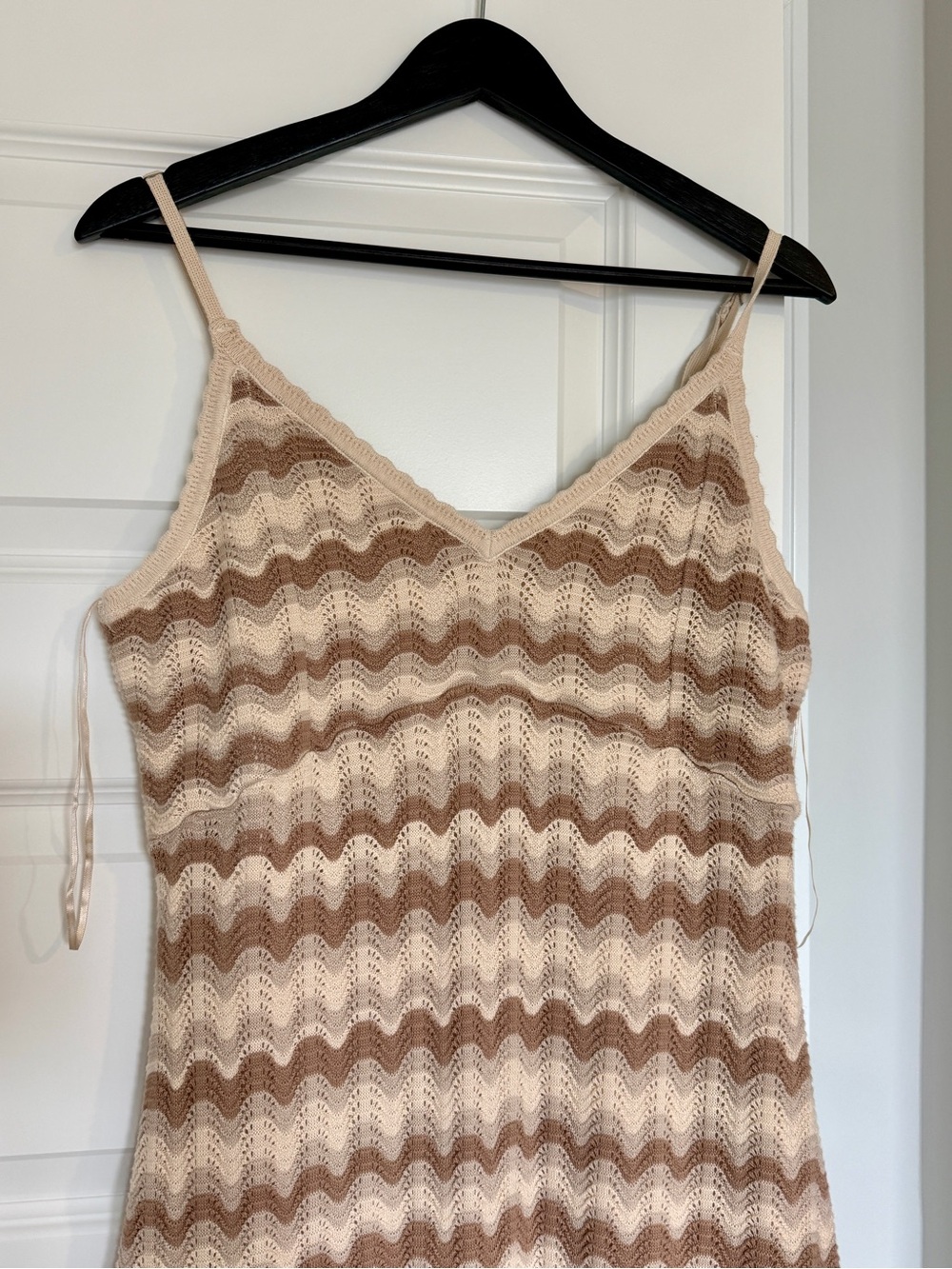 Hollister Striped Knit V-Neck Camisole in Cream and Brown